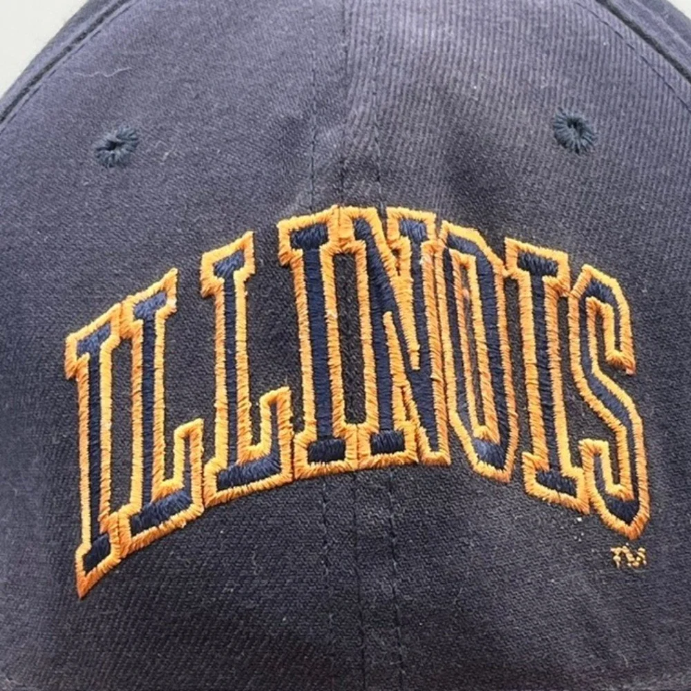 Vintage Illinois Fighting Illini Snapback Hat Navy Brown Suede Brim Made in USA